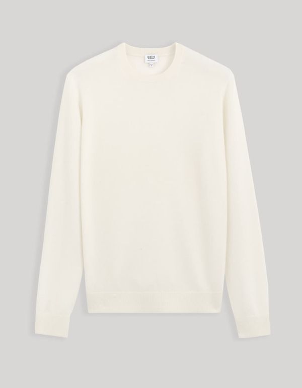 Pull col rond 100% cachemire - ecru