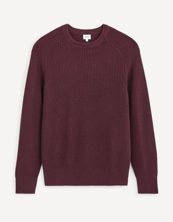 Pull col rond 100% coton - kaki