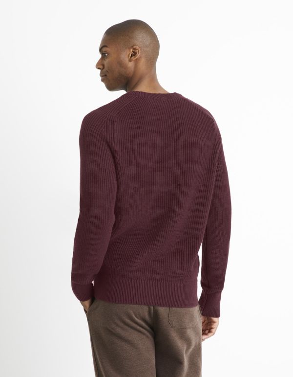 Pull col rond 100% coton - kaki