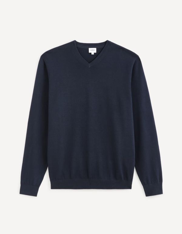 Pull col rond 100% coton - marine
