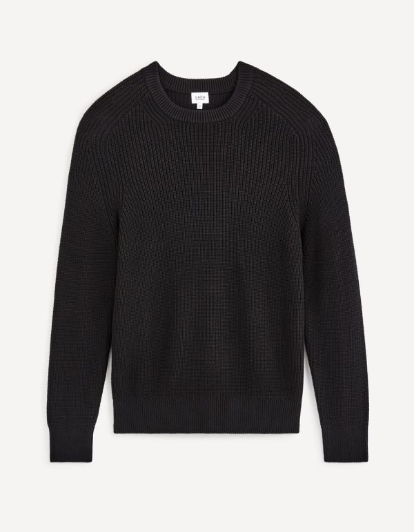 Pull col rond 100% coton - noir
