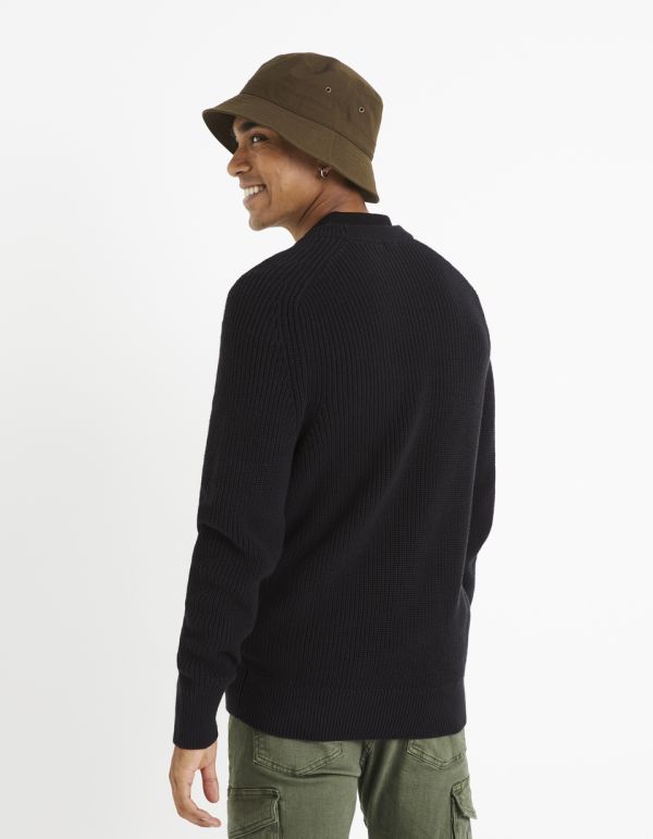 Pull col rond 100% coton - noir