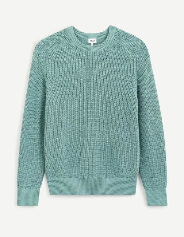 Pull col rond 100% coton - vert