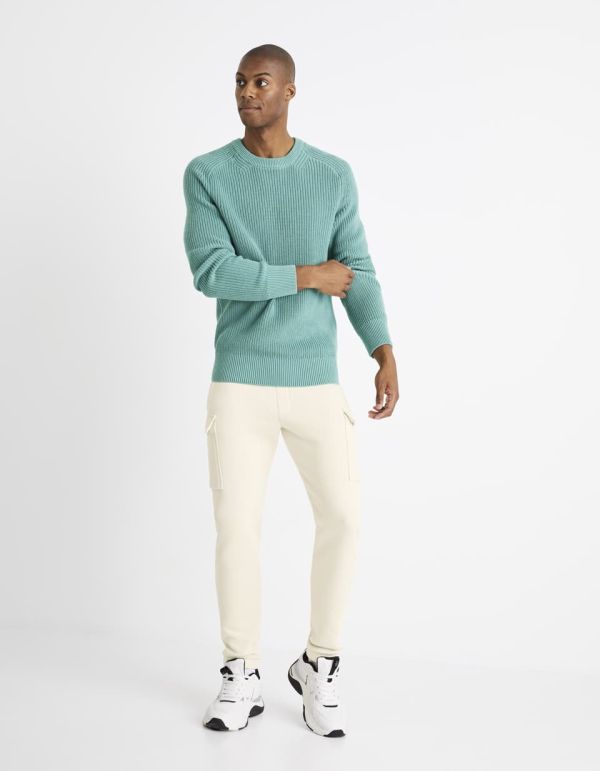 Pull col rond 100% coton - vert