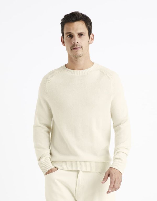 Pull col rond 100% lambswool - blanc