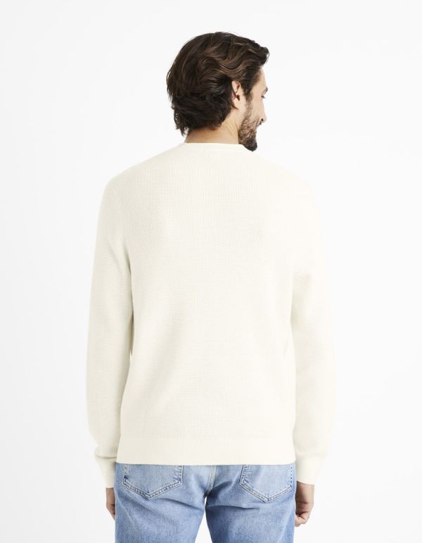 Pull col rond coton mélangé - ecru