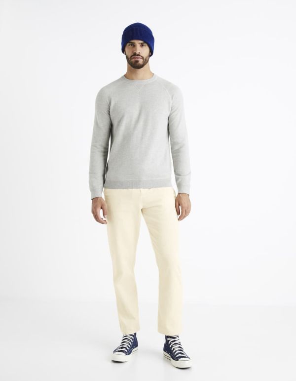 Pull col rond coton mélangé - gris