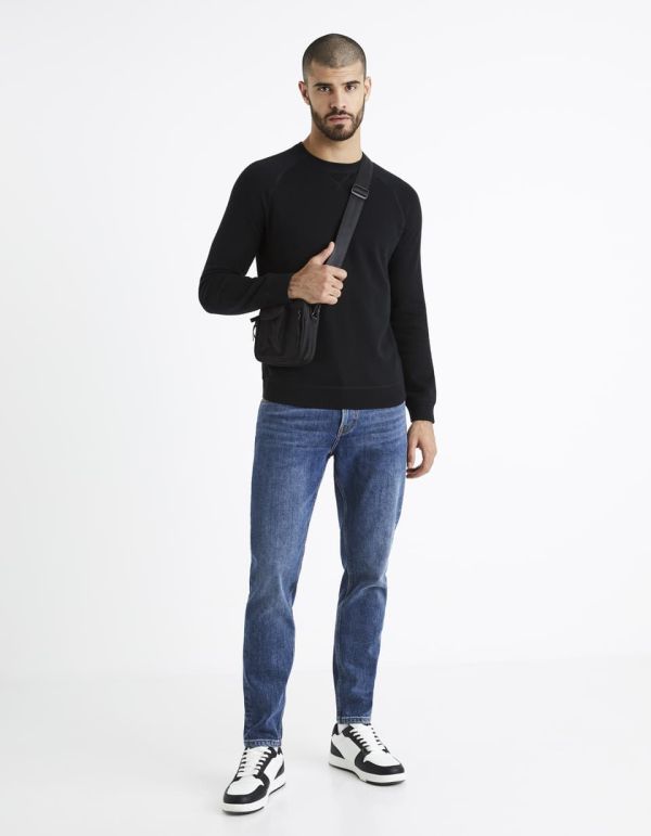 Pull col rond coton mélangé - noir