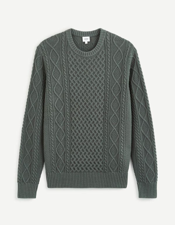 Pull col rond en torsade - vert