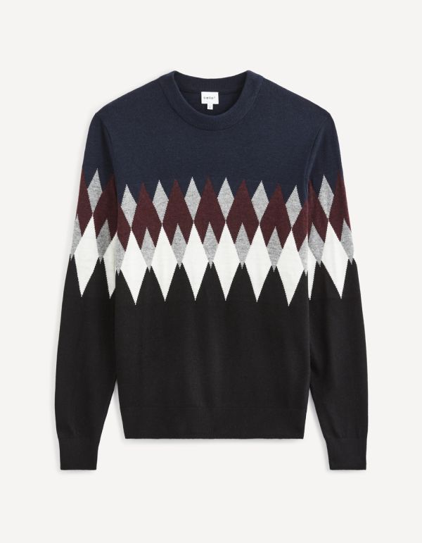 Pull col rond jacquard