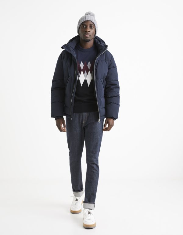 Pull col rond jacquard