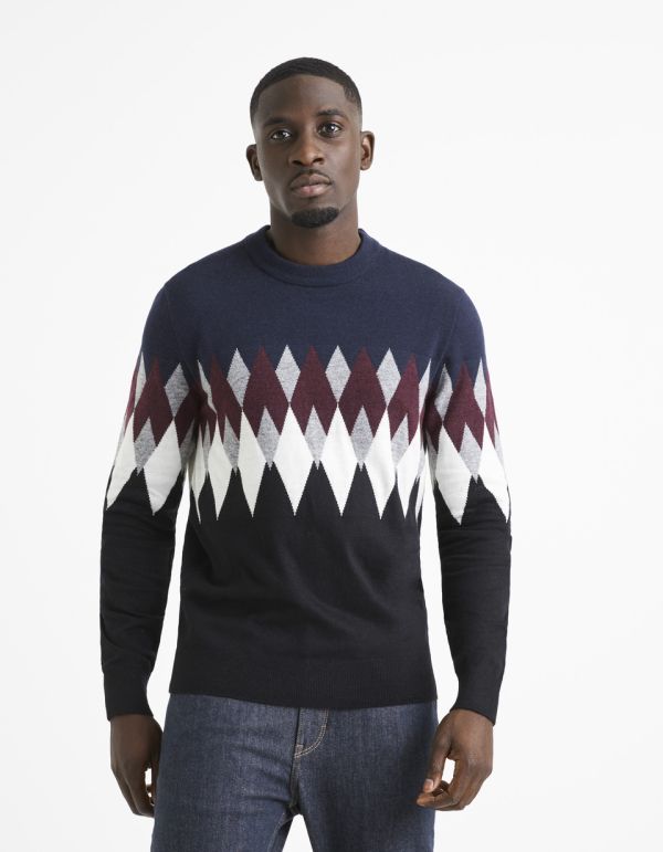 Pull col rond jacquard