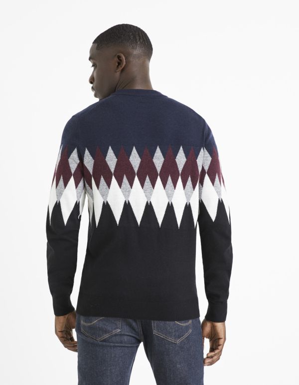 Pull col rond jacquard