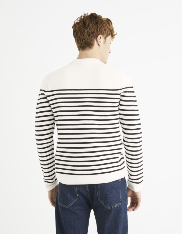 Pull col rond marinière en coton mélangé