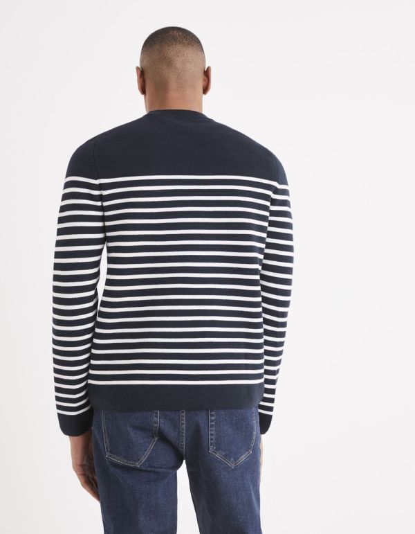 Pull col rond marinière en coton mélangé