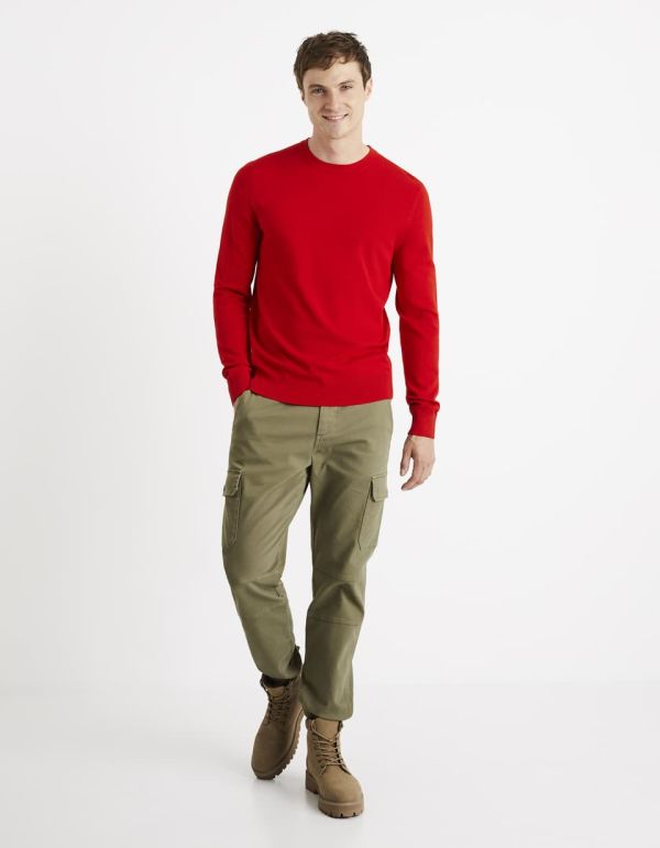 Pull col rond - rouge
