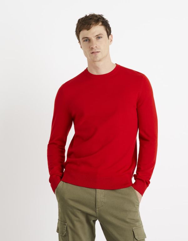 Pull col rond - rouge