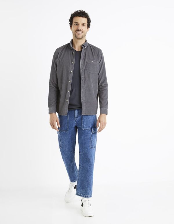 Pull col tunisien laine mélangé - bleu gris