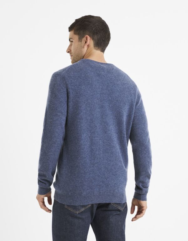 Pull col V 100% cachemire 2 fils