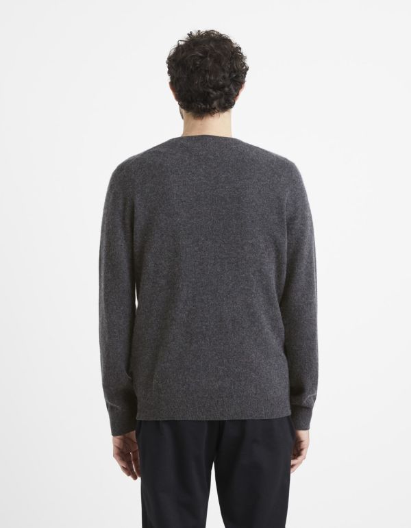 Pull col v 100% cachemire - heather anthracite