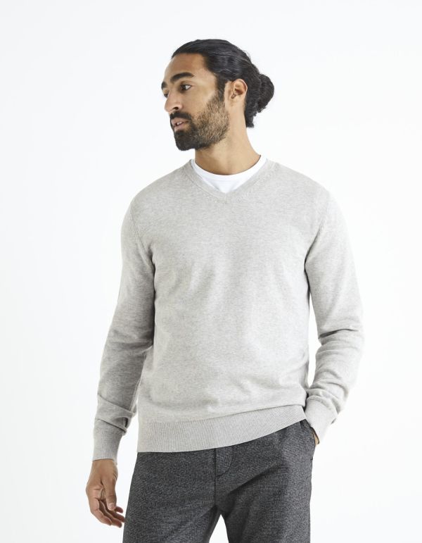 Pull col V 100% coton