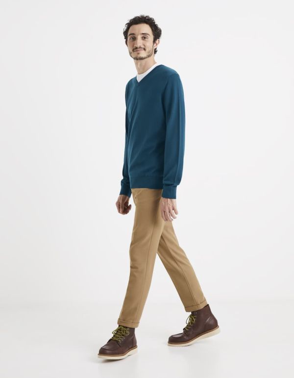 Pull col V 100% laine mérinos extra fin