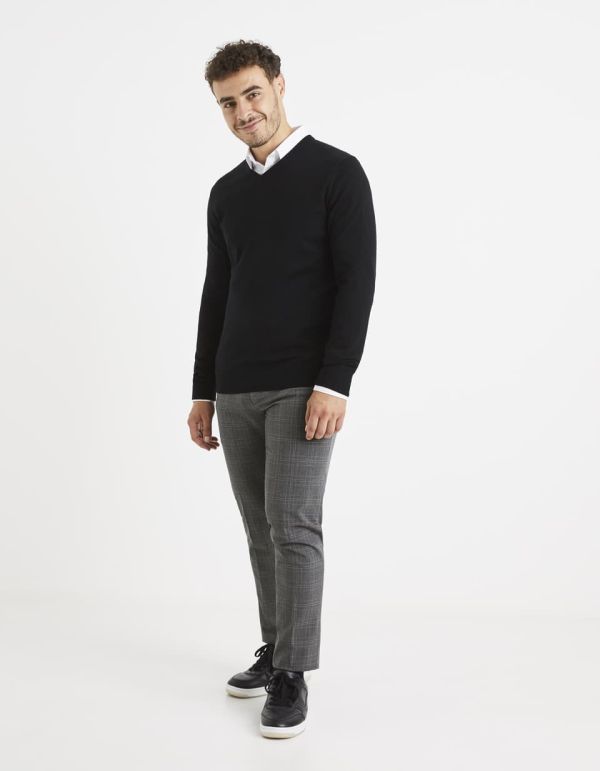 Pull col V 100% laine mérinos extra fin