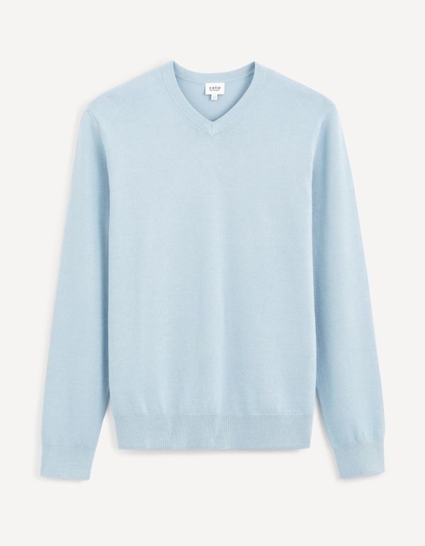 Pull col V - bleu clair