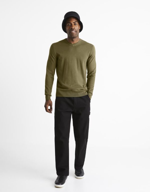 Pull col V - kaki