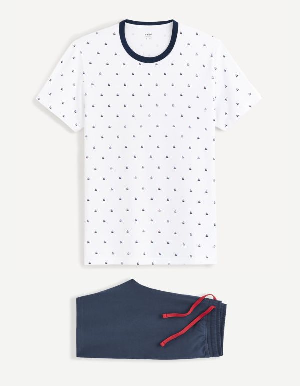 Pyjama manches courtes et bermuda 100% coton