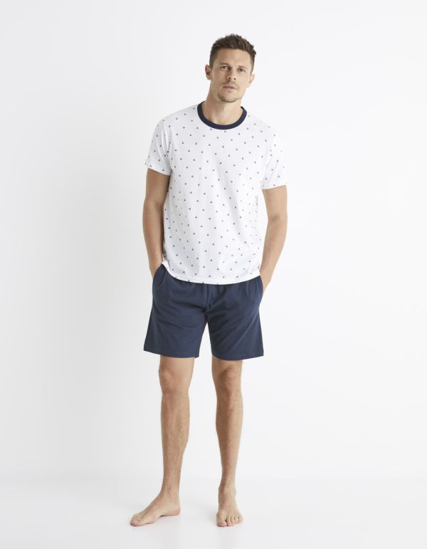 Pyjama manches courtes et bermuda 100% coton