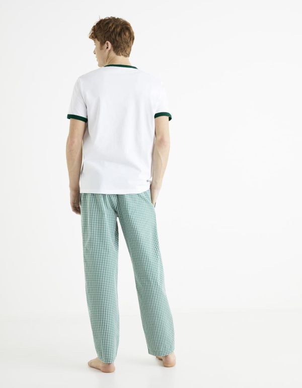 Pyjama manches courtes et pantalon vichy 100% coton