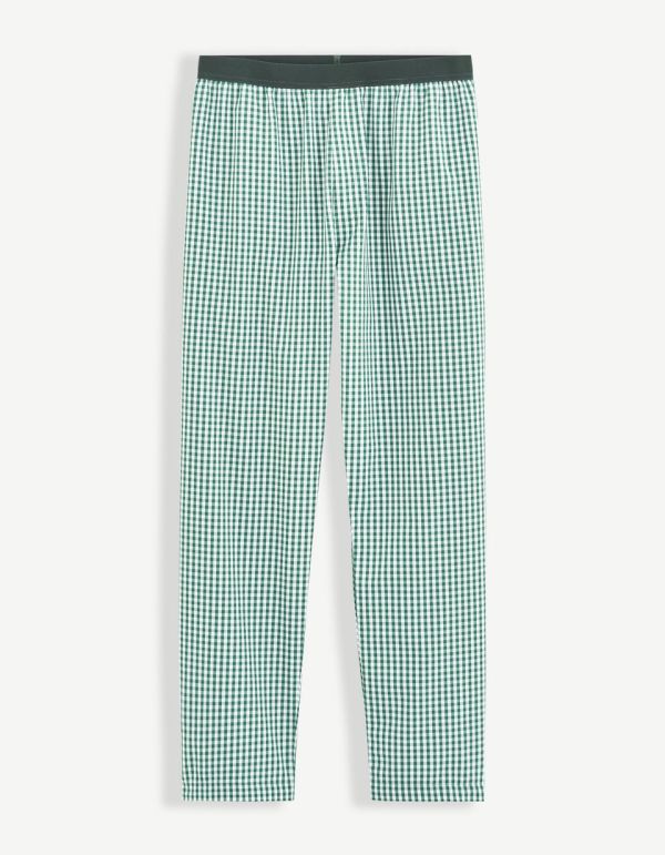 Pyjama manches courtes et pantalon vichy 100% coton
