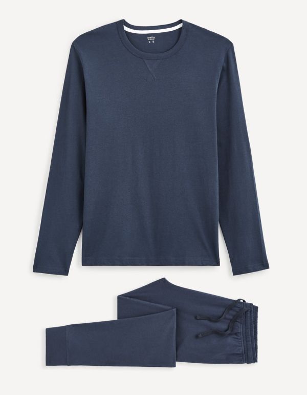Pyjama manches longues et jogging - marine