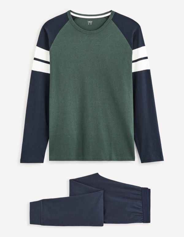 Pyjama manches longues et jogging - vert