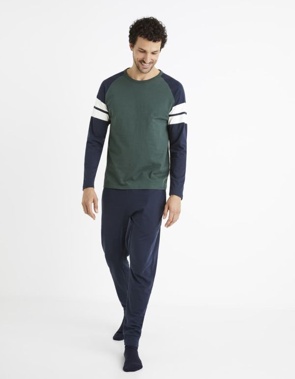 Pyjama manches longues et jogging - vert