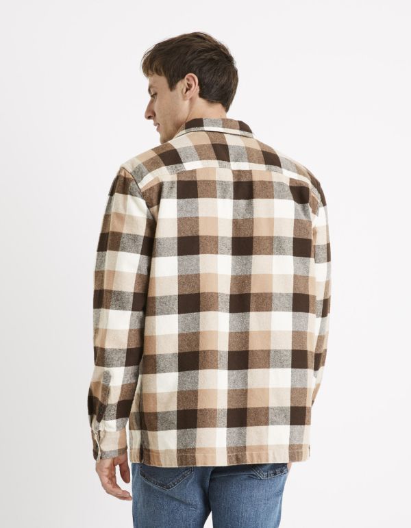 Surchemise à carreaux 100% coton - camel
