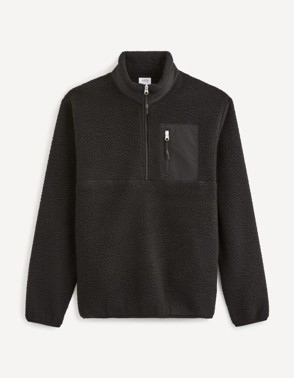 Sweat bi-matière en polaire - noir