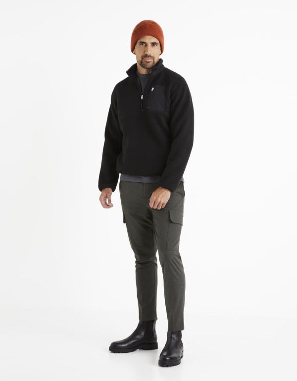 Sweat bi-matière en polaire - noir