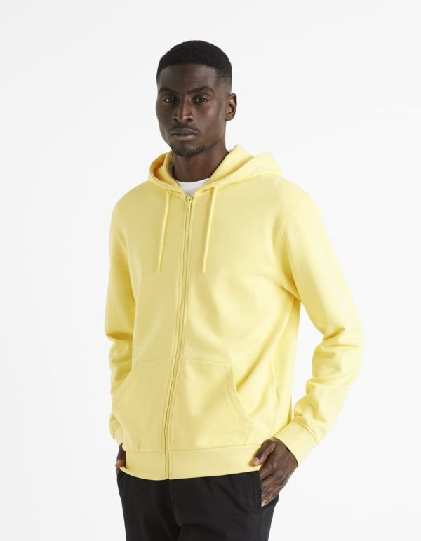 Sweat à capuche 100% coton - jaune