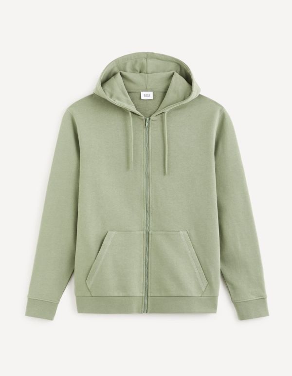 Sweat à capuche 100% coton - kaki