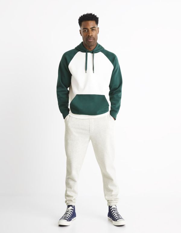 Sweat à capuche en coton mélangé color block - vert