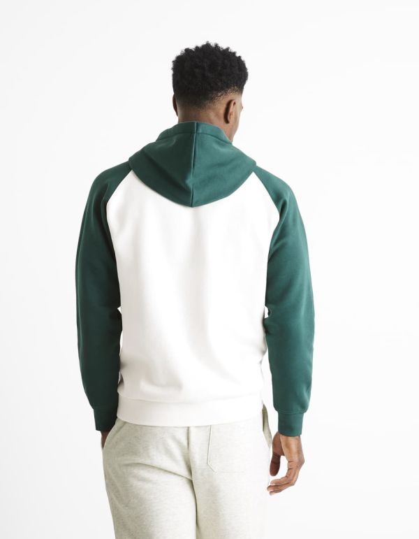Sweat à capuche en coton mélangé color block - vert