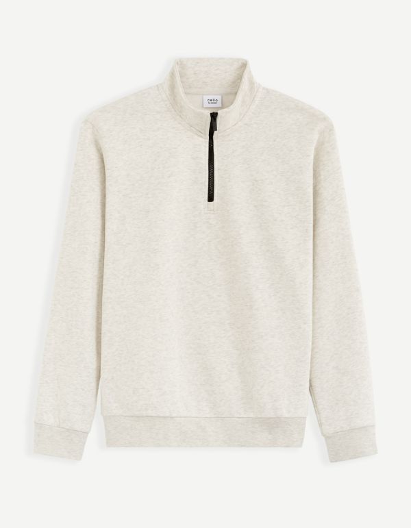 Sweat col rond coton mélangé - ecru