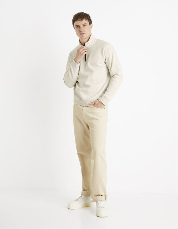 Sweat col rond coton mélangé - ecru