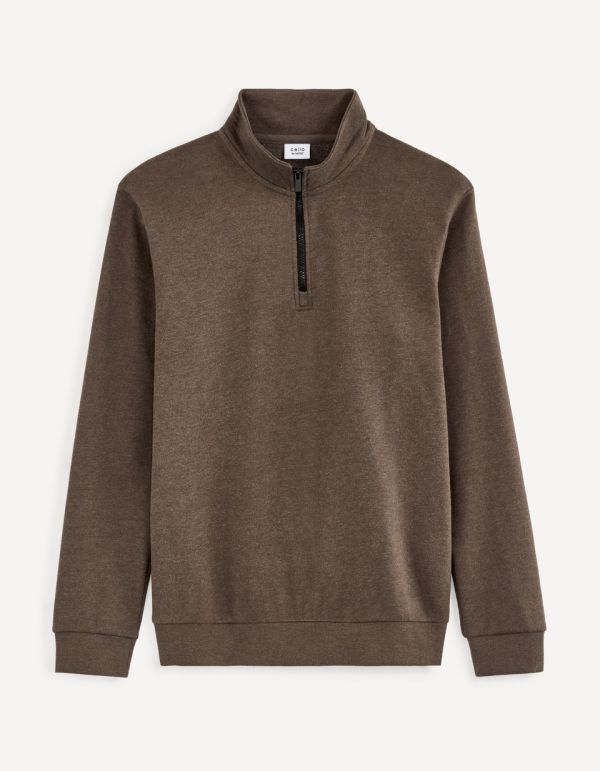 Sweat col rond coton mélangé - marron