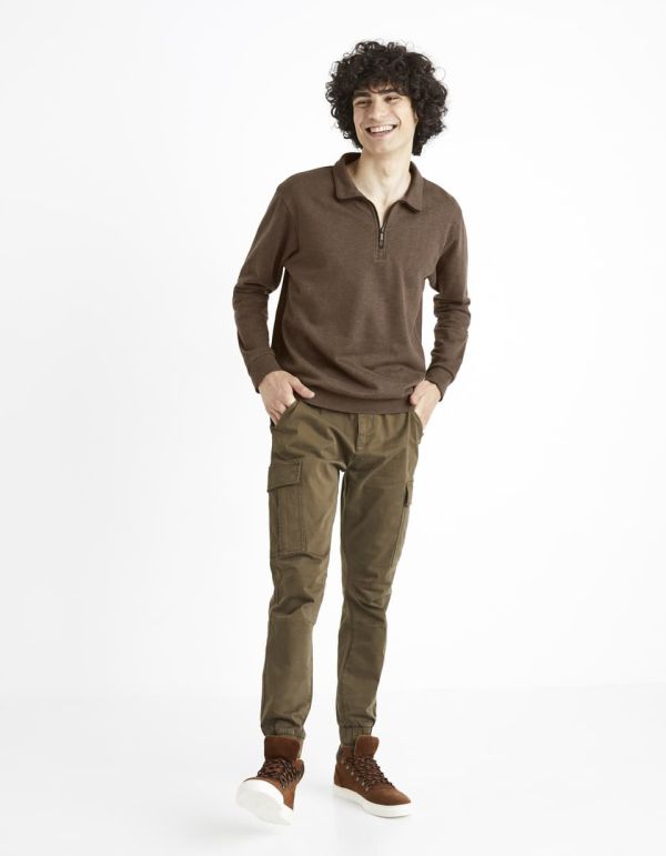 Sweat col rond coton mélangé - marron