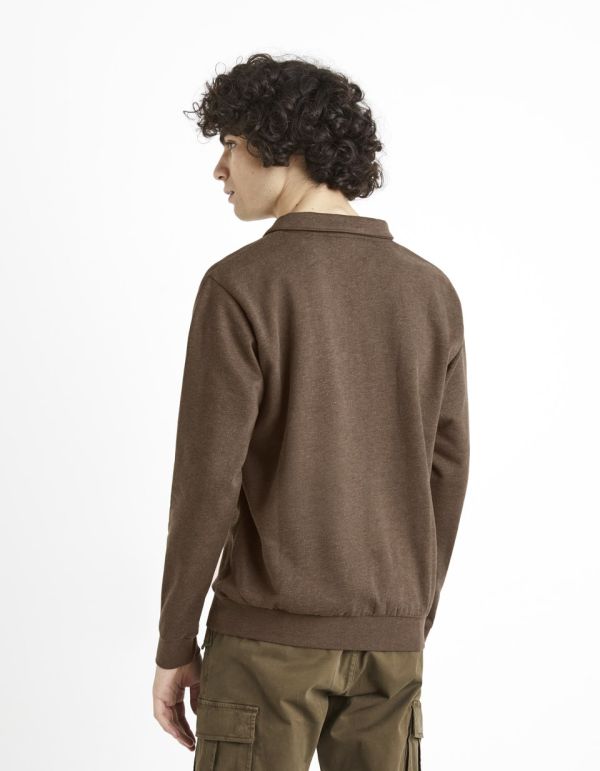 Sweat col rond coton mélangé - marron