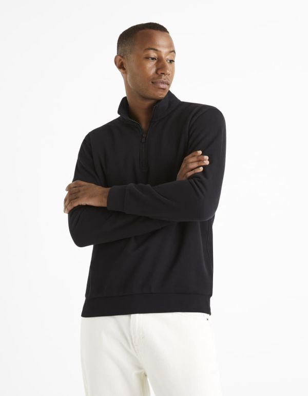 Sweat col rond coton mélangé - noir