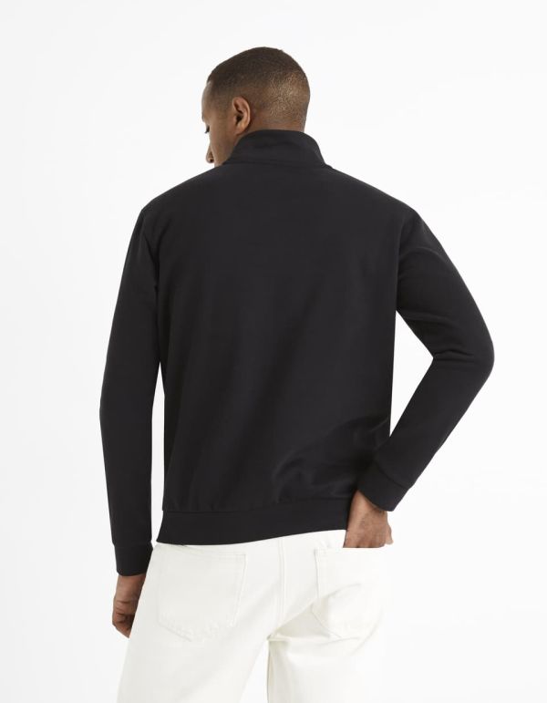 Sweat col rond coton mélangé - noir